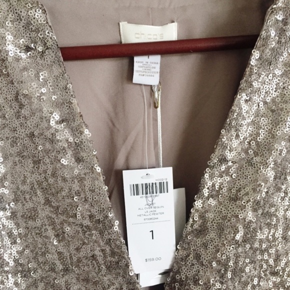 NWT Chico's | All Over Sequin Pewter Jacket Size 1 - Picture 5 of 6